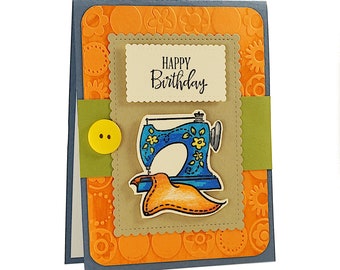 Birthday Card Sewing, Sewing Themed Card, Homemade Card, Quilters Gift