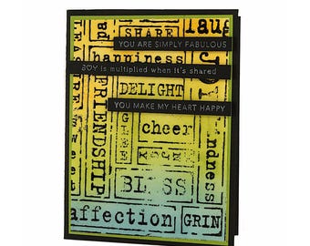 Thinking Of You Cards, Hand Stamped Ombre Block Card