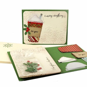 Christmas Card Making Kits, Craft kit For Adults, Coffee Cards, DIY Kit, Set Of 6 Cards,