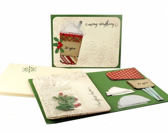 Christmas Card Making Kits, Craft kit For Adults, Coffee Cards, DIY Kit, Set Of 6 Cards,