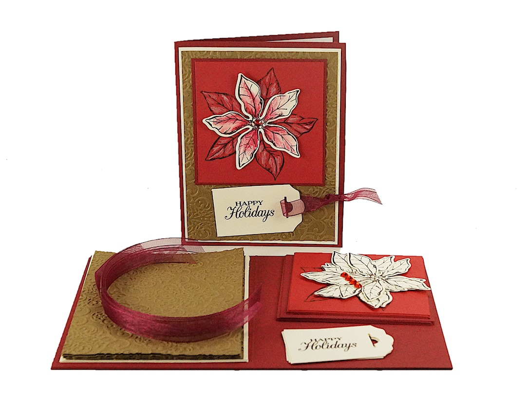 Christmas Card Making Kit, Craft Kits for Adults, DIY Kit, Poinsettia