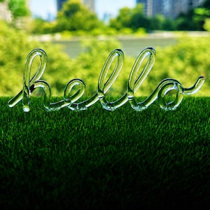 Apple 3D Printed Resin Hello Desk Decor, Liquid Glass Style, Rainbow Frosted Clear Finish
