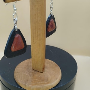 Black Gold" Geometric Earrings | Ebony Frame with Liquid Gold Resin | Modern Luxury Statement Piece