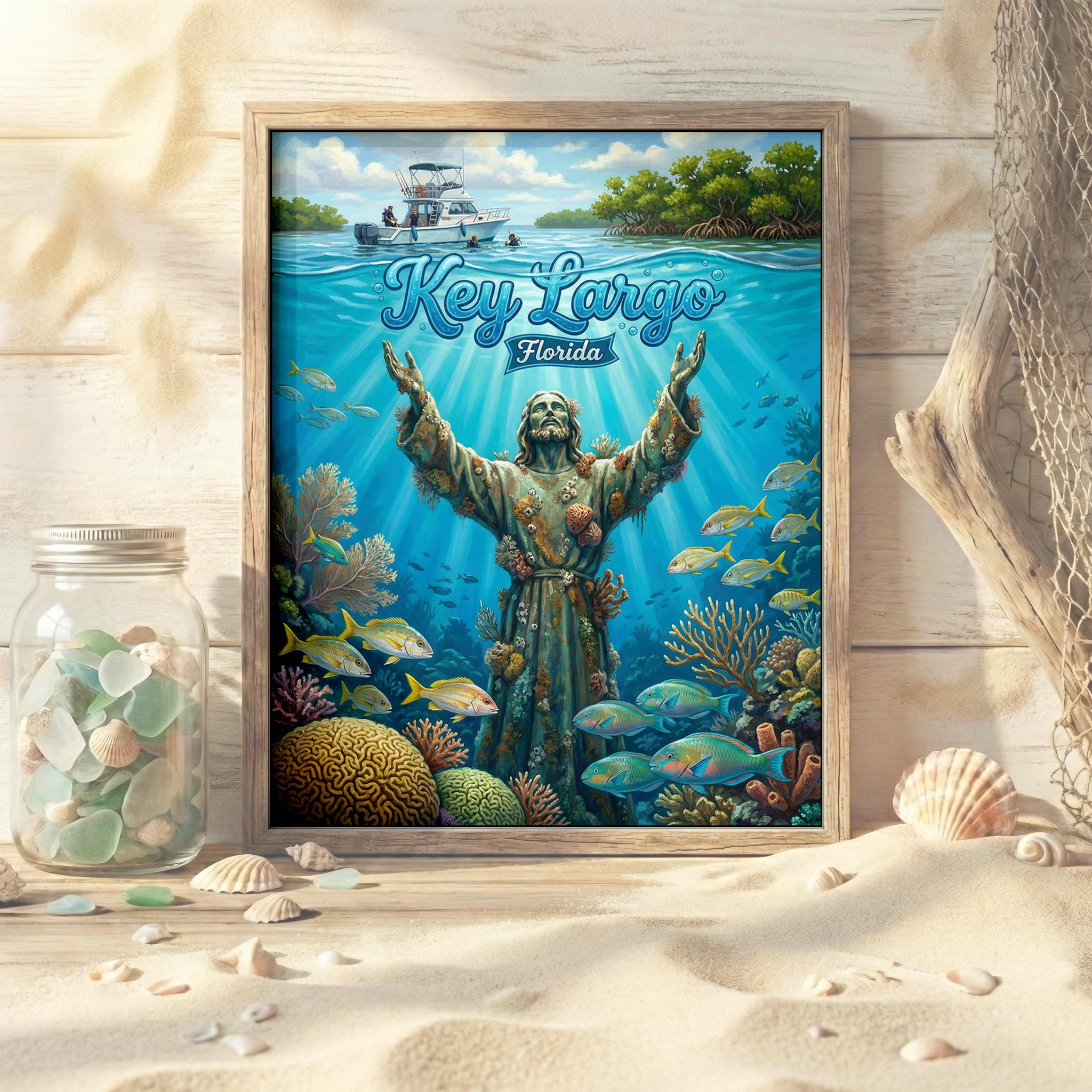 HIGHLIGHTS アートポスター Christ of the Abyss Poster Set | Key Largo Florida Travel Art