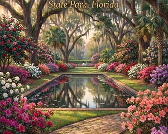Maclay Gardens Travel Poster | Tallahassee Florida Art Print