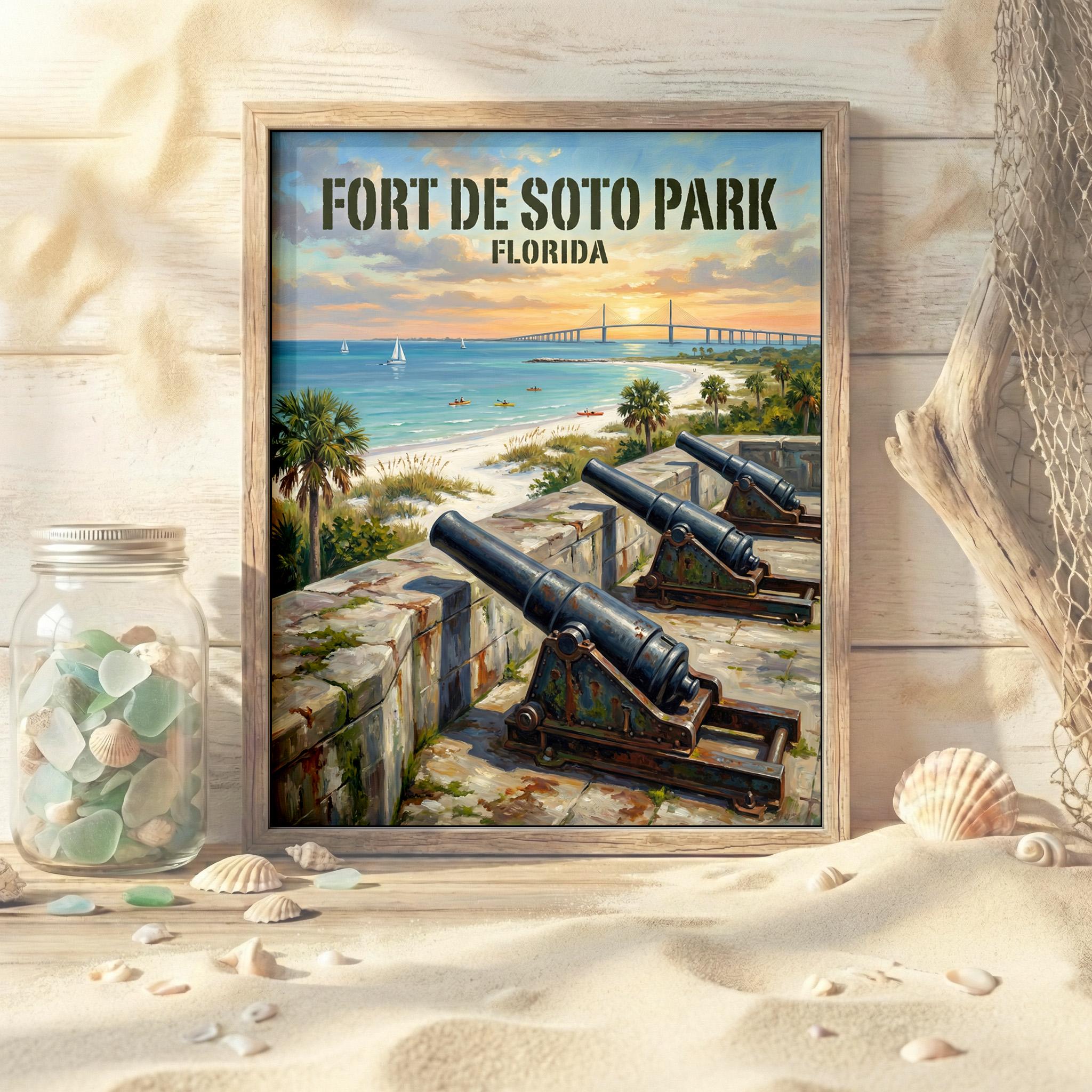 Fort De Soto Park Travel Poster Set | Florida Skyway Art (digital
