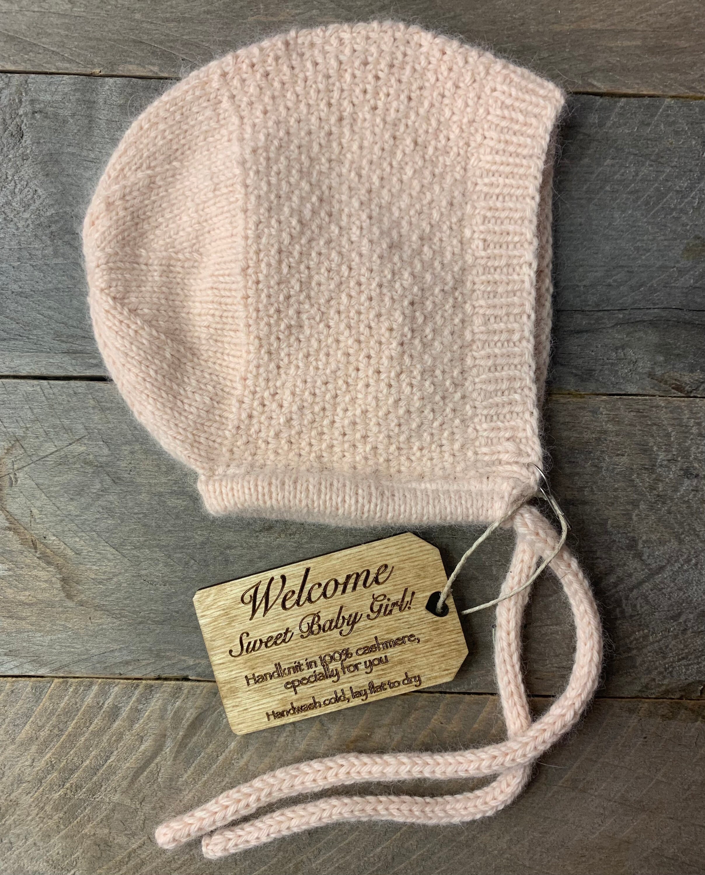 Hand Knit Baby Bonnet in 100% Cashmere Personalized Wooden - Etsy