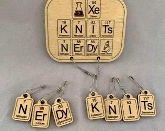 Xe Knits Nerdy wooden stitch marker set