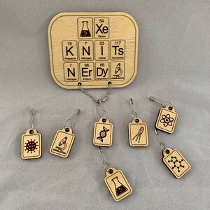 Xe Knits Nerdy wooden stitch marker set image 2