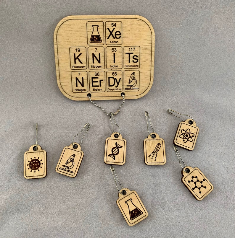 Xe Knits Nerdy wooden stitch marker set image 2