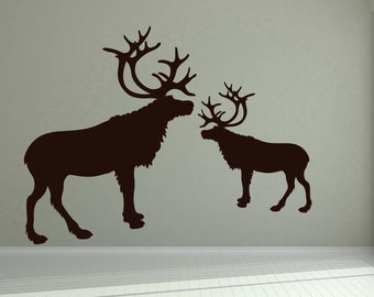Hunting Wall Art, Caribou Decor, Reindeer Wall Decal, Home Decor, Antlers Artwork, Deer Design, Wildlife Wall Decor