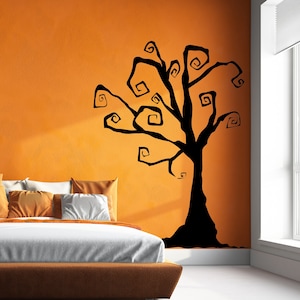 Twisted Tree Wall Decal, Halloween Tree, Gothic Home Decor, Spooky Wall Sticker, Burtonesque Art, Fantasy Tree Vinyl Mural, Tree Backdrop