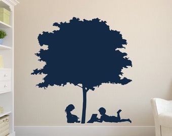 Reading Tree Wall Decal, Reading Wall Decor, Librarian Gift, Book Decoration, Library Wall Art, Reading Vinyl Sticker