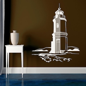 Lighthouse Wall Art, Light House Decal, Lighthouse Wall Decoration, Beach House Decor, Coastal Design, Nautical Wall Decals, Ocean Decor