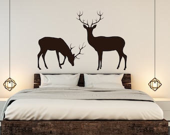 Deer Wall Art, Deer Family, Deer Antlers Wall Decor, Hunting Decor, Buck and Doe, Gifts for Hunters, Deer Wall Decal, Deer Decoration