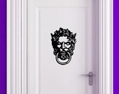 Door Knocker, Gargoyle, Lion Head, Medieval, Renaissance, Door Decal, Door Sign, Door Decor, Wall Decal, Sticker, Vinyl, Home, Door Decor