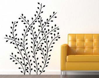 Corner Plant Wall Decal, Branch Decor, Wedding Shower Decoration, Leaf Design, Tree Gift, Home Design Art, Shrub Artwork, Bush Vinyl Sticker