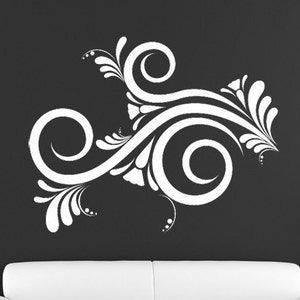 Swirls Wall Decal, Abstract Art, Flourish, Vintage Decor, Retro Decoration, Polka Dots, Wall Sticker, Home Art, Office Decor image 3