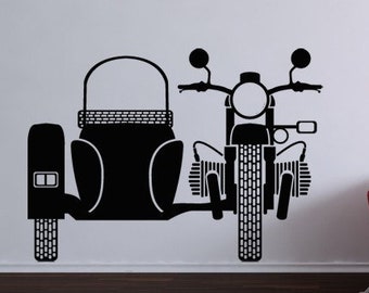 Motorcycle Wall Art, Sidecar Design, Bike Rider Gifts, Indian Art, Boyfriend Gifts, Triumph, Home Wall Decor Garage Vinyl Sticker Men's Gift