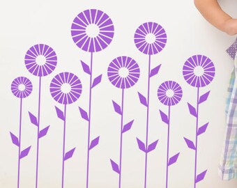 Flowers For Wall, Floral Wall Art, Whimsical Daisies Decal, Daisy Decor, Party Gift, Vinyl Sticker, Home Design, Nursery Decorations