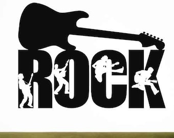 Rock and Roll Wall Art, Rock Star, Guitar Decal, Party Decorations, Rock n Roll Decor, Concert Design, Music Tween Room Decor, Home Wall Art