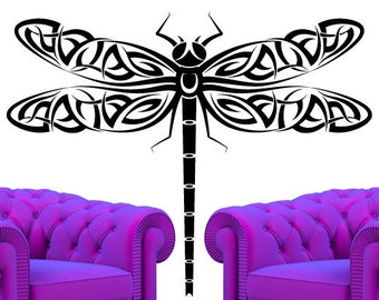 Dragonfly Wall Decal, Eastern Decor, Tribal Nursery, Wings Designs, New Age Decorations, Home Insect Artwork, Birthday Party Gift Art