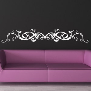 Floral Scroll Wall Decal, Fleur De Lis Decor, Ornamental Border Design, Vintage Flourish Wall Art, Elegant Swirl Sticker, French Market Art