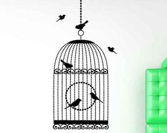 Bird Cage Decor, Birdcage Decal, Birdhouse Decoration, Bird House Wall Art, Scroll, Swirl Decor, Home Wall Decor