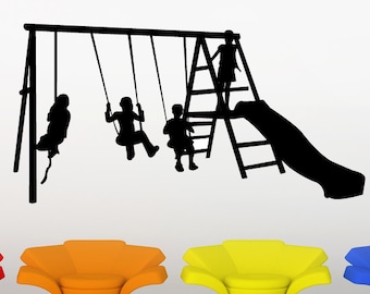 Swing Set and Slide Decor, Jungle Gym, Recess Wall Art, Playground, School Decor, Wall Decal, Recess, Day Care, Playroom, Daycare Art, Home