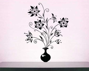 Flower Arrangements Home Decor, Floral Centerpiece, Bouquet Decoration, Lily Arrangement, Vinyl Sticker, Swirl Design, Scroll Artwork