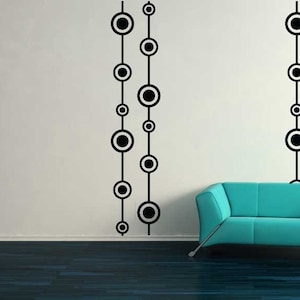 Retro Wall Decal Set, Mid Century Wall Decor, 70s Mod Circle Pattern, Boho Design, Repeating Pattern Geometric Art, Funky 60s Decor, Vintage