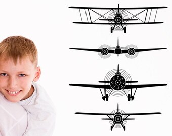 Airplane Sticker, Airplanes Decor, Aircraft Wall Decal, Propeller Artwork, Retro Wall Art, World War II I, Airforce Decal, Aviation, Vintage