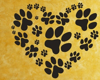 Paw Print Sticker, Pet Heart Decal, Vet Office Design, Home Wall Decor, Decoration, Humane Society, Dog Artwork, Pet Loss Gifts