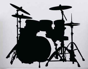 Drum Set Wall Art, Drummer Gifts, Drum Decal, Snare, Cymbals, Bass, Wall Decal, Music Decal, Sticker, Vinyl, Wall, Home, Kids Bedroom Decor