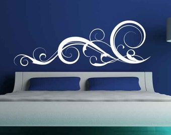 Baroque Swirl Flourish, Decorative Decal, Scroll Art, Old World, Renaissance Artwork, Headboard Decals, Art for over Sofa, Swirls Wall Decor