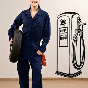 Retro Gas Pump Art, Vintage Gas Station Decal, Fuel Pump, Petroleum Design, Classic Car Artwork, Garage Wall Art, Old Fashioned Automobile