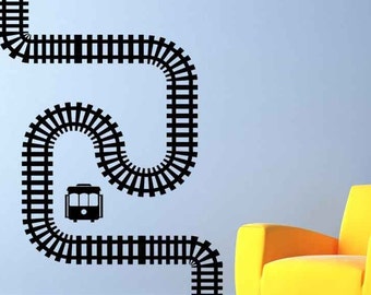 Train Decor, Tracks Wall Decal, Caboose Birthday Party Station Decoration, Locomotive Gift, Engine Design, Decorative Home Artwork, Travel