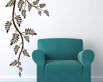 Branches Decor, Fern Decal, Corner Wall Art, Decorative Tree Branch, Winter Design, Home Wall Artwork, Vertical Decoration