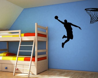 Basketball Wall Art, Basketball Decal, Sports Party Decorations, Kids Room Decor, Sport Decor, Basketball with Net, Wall Decal, Home Art