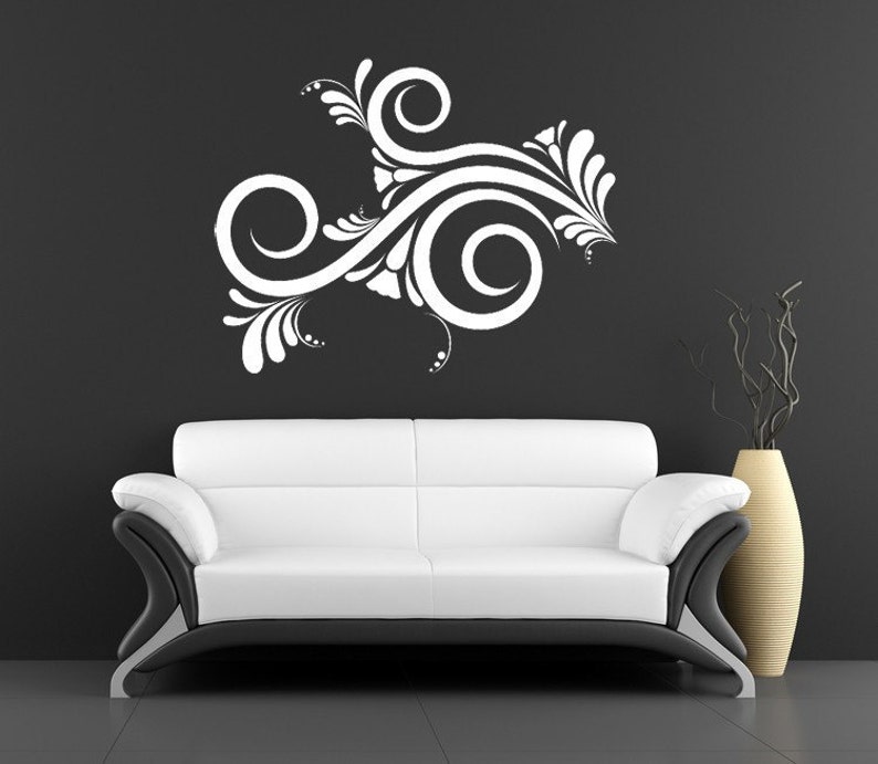 Swirls Wall Decal Abstract Art Flourish Vintage Decor Etsy