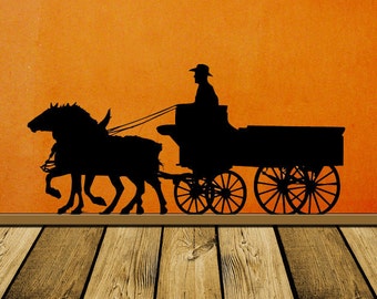 Western Wall Art, Pioneer Day Art, Wagon Decal, Horse Design, Old West, Stage Coach, Cowboy Wall Art, 1800s, Wall Sticker, Vinyl, Home Decor