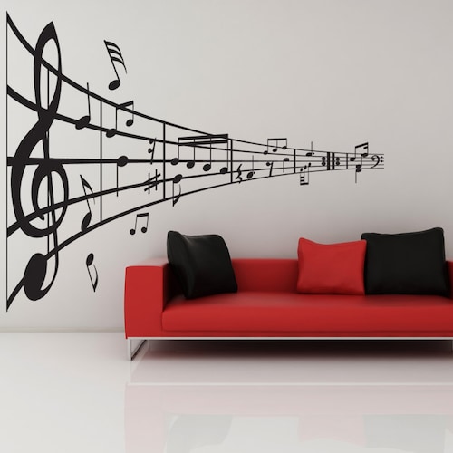 Music Staff Wall Decal Music Notes Wall Art Music Sheet Etsy