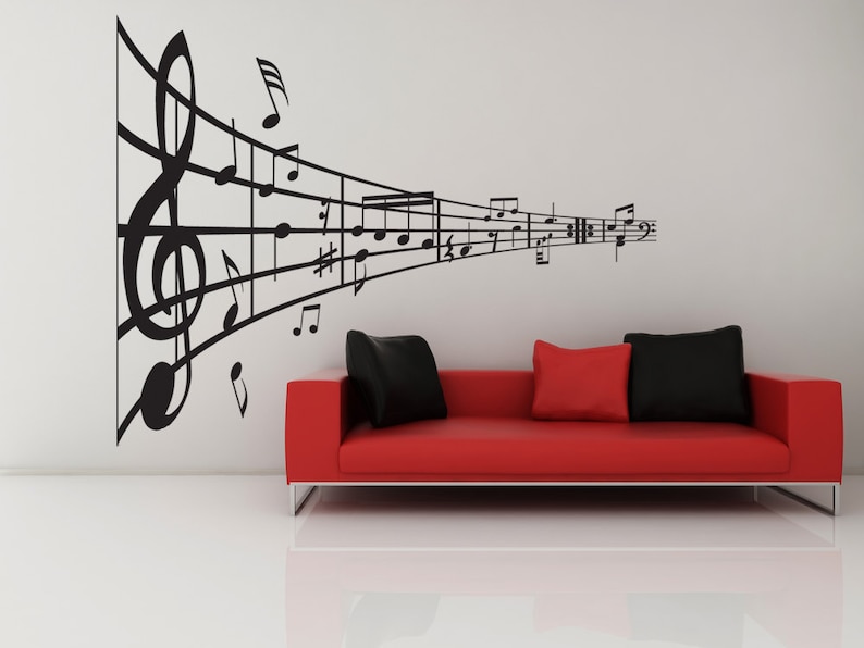 Music Note Wall Decal, Musical Notes Decor, Band Decoration, Party Gift, Choir Artwork, Song Design, Musician Home Art, Note, Sheet image 1