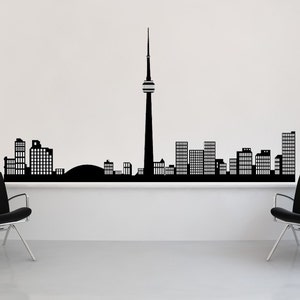 Toronto Skyline Wandtattoo, Kanada Dekor, Kanadische Stadtansicht Dekorationen, Bachelor Pad Geschenk, Vinyl Aufkleber Kunst, Kunstwerk für zu Hause, Office Design