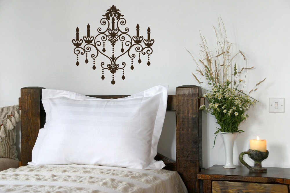 Chandelier Wall Decor Candle Decor Swirl Decal Beaded Wall Etsy