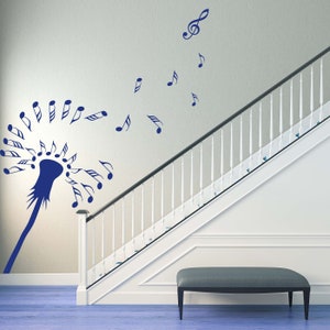 Dandelion Wall Art, Dandelion Wish, Music Notes, Musical Wall Decor, Dandelion Wall Decal, Eclectic Design, Dandelion Wall Decor