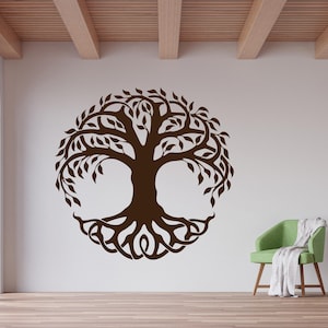 Celtic Tree of Life Decal, Tree of Life Home Art, Irish Round Wall Decal, Mandala Tree of Life Wall Art, Celtic Knot with Tree of Life Decor