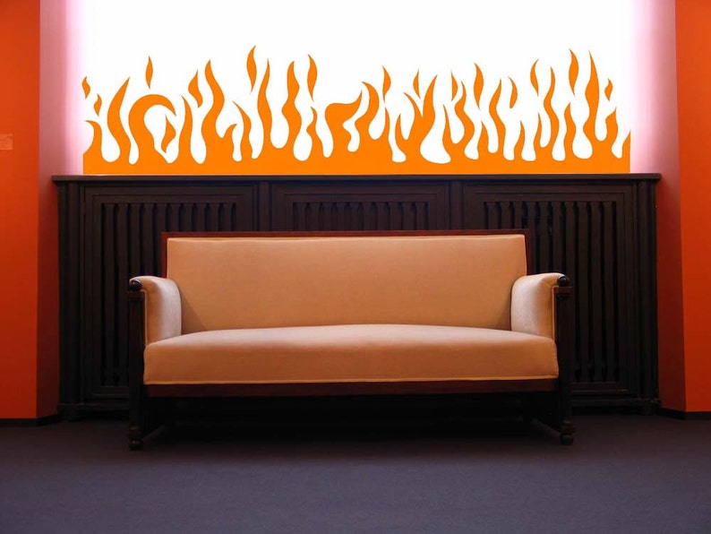 Flames Wall Decal, Flame Art Decor, Flame Design, Fireplace, Flames Auto, Car, Bachelor Pad Gift, Vehicle Vinyl Sticker, Home image 1