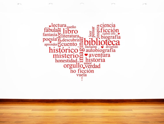 Word Cloud Heart In Spanish Children Kids Read Reading Etsy