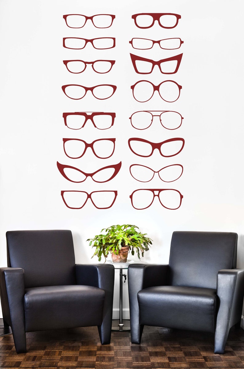 Optometry Wall Decor, Optometrist Sign, Eyeglasses Display, Optometrist Gifts, Eyeglass Sticker, Eyeglass Frames Wall Artwork image 3